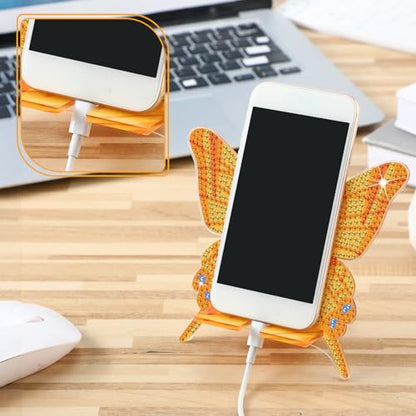 Saillong 6 Pcs Butterfly Diamond Art Phone Stand, Full Drill Crystal - style: Butterfly
