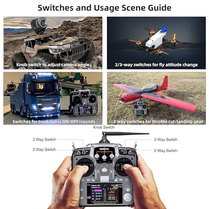 Radiolink AT10II 12CH 2.4G RC Transmitter and Receiver R12DS Grey - color: Grey