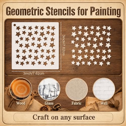 Marspark 72 Pcs 3 in Geometric Small Stencils for Painting Crafts Reusable