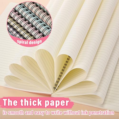 Fuutreo 6 Pack Spiral Notebook 10.5x7.45 Notebook,Macaron,Bright Colors - color: Macaron