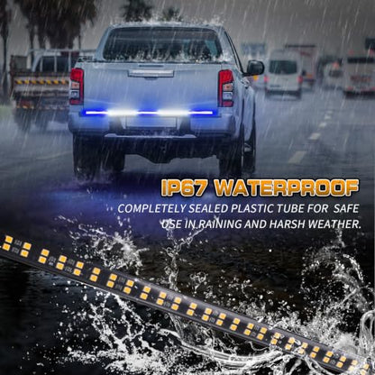 XRIDONSEN 60 inch Blue White Emergency Lights Strip 360 LED Tailgate Lights - color: Blue/White