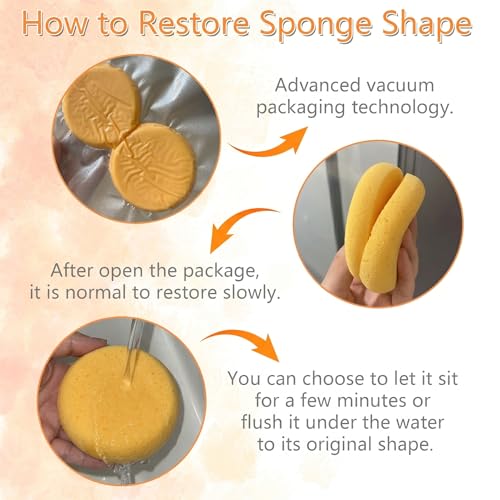 WAFJAMF 6 Pcs Pottery Sponges, 2.95 inch Yellow Round Craft Sponges