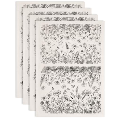 EVERJOYCRAFT 4pcs Underglaze Transfers for Pottery Daisies Ceramic Decal - color: Daisies Bushes