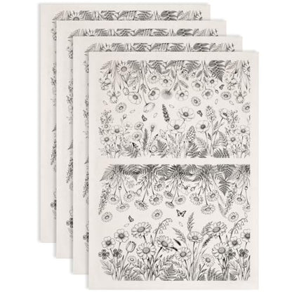 EVERJOYCRAFT 4pcs Underglaze Transfers for Pottery Daisies Ceramic Decal - color: Daisies Bushes