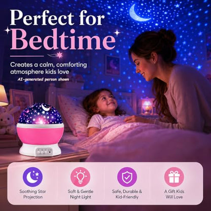 MOKOQI Star Projector Night Lights for Kids | Girls Night Light Projector - color: Pink