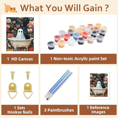 Reivworl Ghost Paint by Numbers Kit for Adults Beginner 16×20 inch - color: 14-ghost