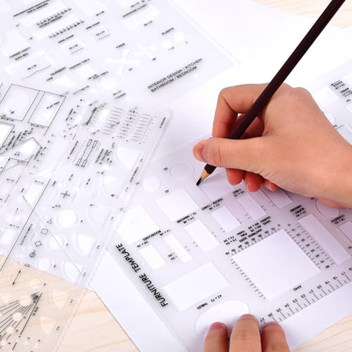 Drafting Tools and Ruler Shapes for Architecture - Set of 3 for House Plan Furniture Kitchen, Building, Interior Design