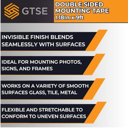 GTSE Double-Sided Mounting Tape, Clear Nano Tape, 1.18in x 9ft