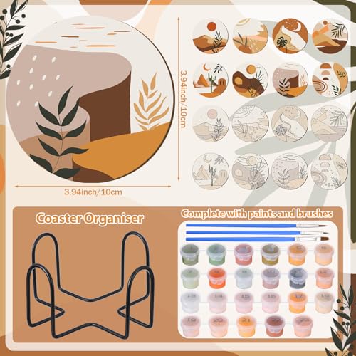 Reallnaive 8 Pcs Boho Paint by Numbers Kit for Adults Wooden Coasters - style: Boho