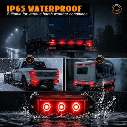 4PCS 3-LED Red Flashing Strobe Lights for Trucks Cars Vehicles - color: Red, size: 3LED-4PCS