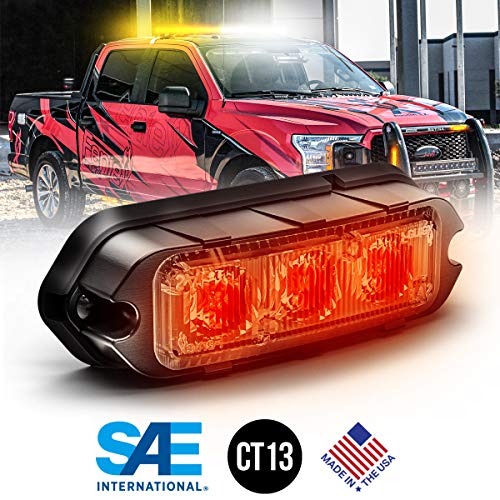 Feniex T3 Surface Mount | Red | Compact, 14 Flash Patterns | 3 LEDs, Super Bright 3 Watt LEDs, SAE Class 1 - color: Red