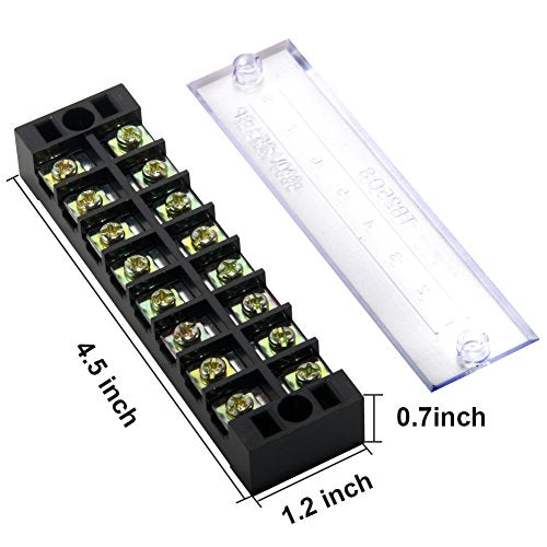 Terminal Block Strip, 8 Circuits 600V 25A, Dual Row Screw, 4 Sets - size: 25A 8P+8pcs Jumpers