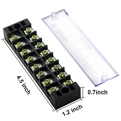 Terminal Block Strip, 8 Circuits 600V 25A, Dual Row Screw, 4 Sets - size: 25A 8P+8pcs Jumpers