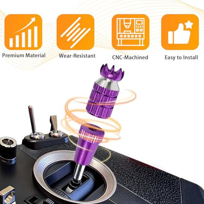 2pcs RC M3 Transmitter Stick Ends Controller Thumb Rocker for Futaba - color: Purple