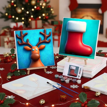 Nezyo 12 Sets Christmas Paint by Numbers with Frame for Adults, 8x8 - style: Christmas
