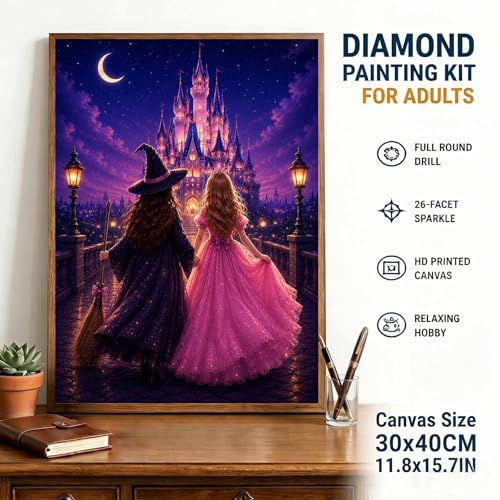 Diamond Art Kits for Adults,Princess and Witch Castle Diamond Painting - color: HS048-1