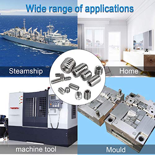 340Pcs M2.5, M3, M4, M5, M6, M8 Metric Hex Socket Head Cup Point Set Screws, Allen Head Grub Screw, Internal Hex Drive Headless Set Screw Assortment Kit with 6 Hex Wrenches, 304 Stainless Steel - color: Silver-340pcs Metric M2.5-M8 Cup Point Set Screw