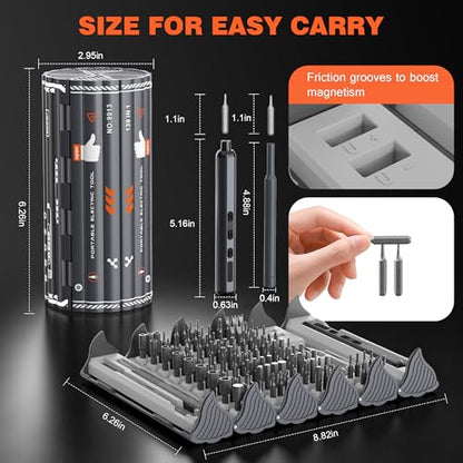 138-IN-1 Electric Screwdriver Set Cordless with 120 Precision Bits, Gray - color: Gray