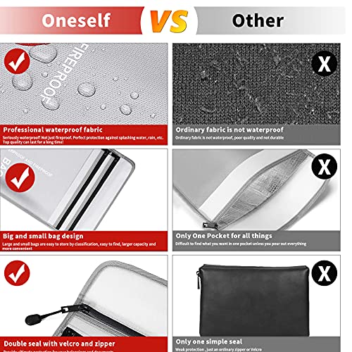 Fireproof Document Bags,Waterproof and Fireproof Money Bag,Fireproof Safe Storage Pouch with Double Zipper Double Layer for A4 Document Holder,File,Cash and Tablet