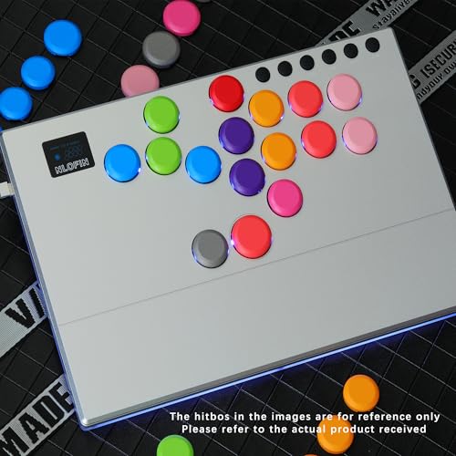 NLOFIN Leverless Arcade Stick 16Keys All-Button Leverless Controller,Silver - color: Silver