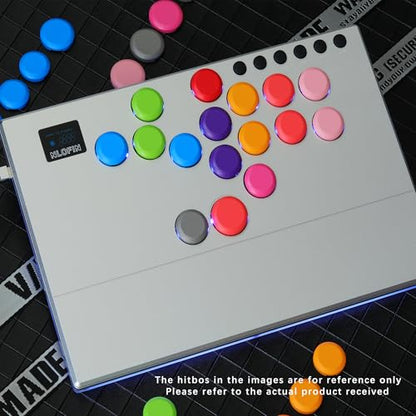 NLOFIN Leverless Arcade Stick 16Keys All-Button Leverless Controller,Silver - color: Silver
