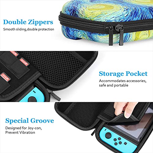 HEYSTOP Switch Carrying Case with Screen Protector, 9 in 1 Accessories Kit and 6 Pcs Thumb Grip, Protective Case
