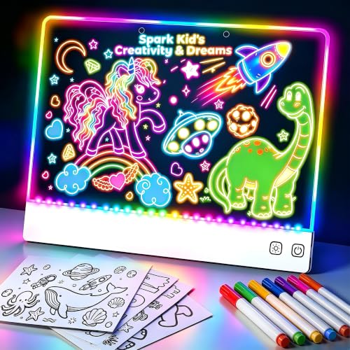 FlyLily 16" LED Drawing Board for Kids Rechargeable with 13 Light Effects - color: White