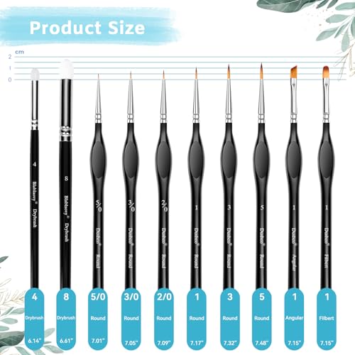 Detail Paint Brushes Set, 10 pcs Miniature Brushes for Fine Detailing - color: Black