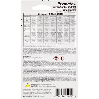 Permatex 24024 Low Strength Threadlocker Purple, 6 ml Tube - size: 6 ml (Pack of 1)