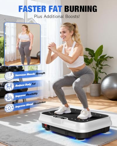 Bigzzia Vibration Plate Exercise Machine for Lymphatic Drainage & Fitness - color: White