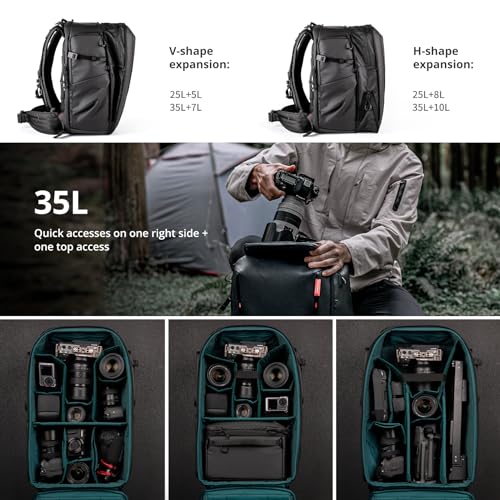 PGYTECH OneMo 2 35L-45L Camera Backpack with Shoulder Bag+Tech Accessories Pouch+Wash Pouch Hanging Toiletry Bag