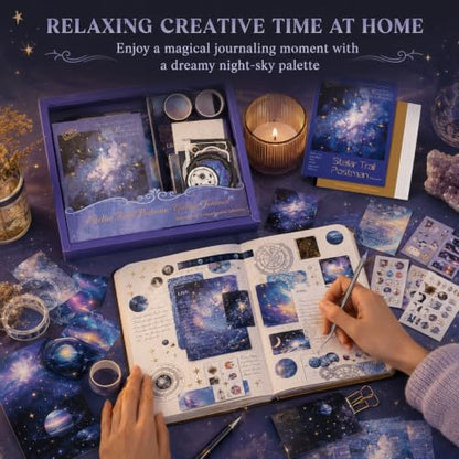 Diuhofart Star Trails Scrapbooking Kit, 128 Pcs Journal Set - color: Star Trails Postman
