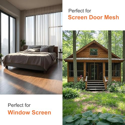 59 in x 100 ft Fiberglass Window Screen Mesh, Window Screen Replacement, Screen Door Mesh, Screen Mesh Roll, Porch Screens for Patios Outside Outdoor, Heavy Duty Window Screens for House Windows - size: 59 in x 100 ft