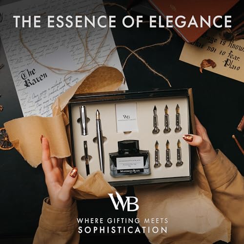Wordsworth & Black Luxury Calligraphy Pen Set for Writing, 6 Nibs,Silver - color: Silver Chrome
