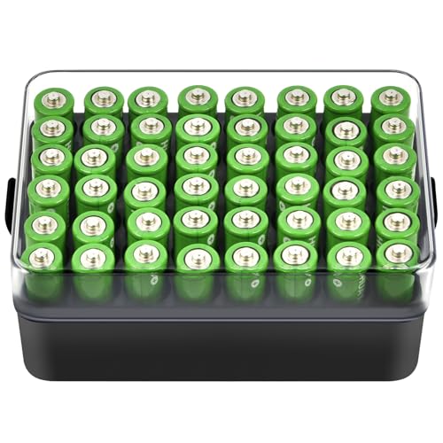 ALCYON Battery Organizer Storage Case, Battery Box for 48 AA Batteries - color: Black, size: Large 48+AA Batteries