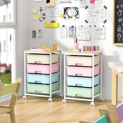 Utility Cart with 4 Drawers, Rolling Storage Cart with Drawers, Rainbow - color: Rainbow, size: 4 Drawers