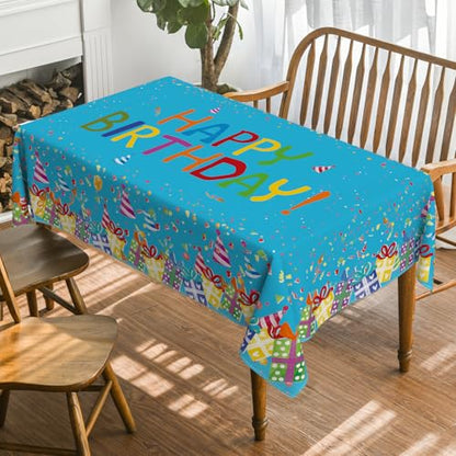 Horaldaily Blue Birthday Tablecloth, 60x60 Inch Square - color: Blue, size: 60" x 60" (Square)