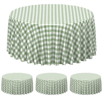 3 Pcs Sage Green Gingham Tablecloths 84 inch Checkered Round Tablecloths - color: Sage Green-round