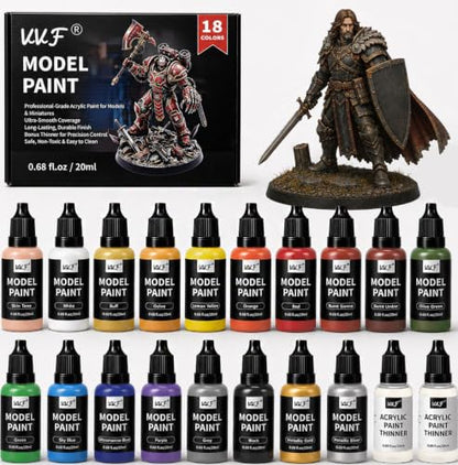 VVF 18 Colors Model Paint Set, Ready to Use Acrylic Miniature Paint - color: 18 Colors with 2 Thinner