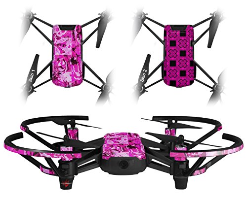 Skin Decal Wrap 2 Pack Compatible with DJI Ryze Tello Pink Plaid Graffiti Drone NOT Included