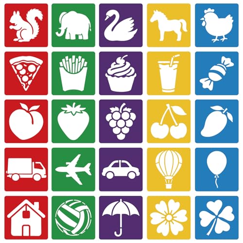 CUTHOLLOW 25 PCS Animals and Food Painting Shape Stencils Sets - style: Animals and Food