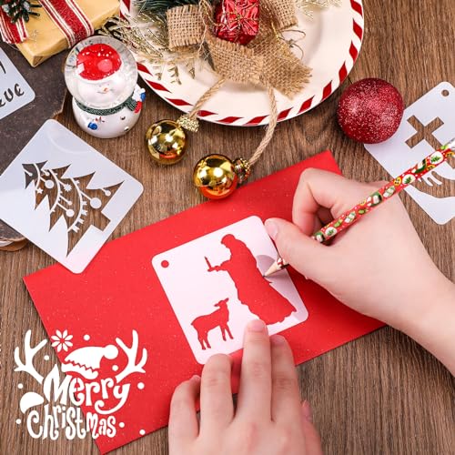 Augshy 56 Pack Flower Stencils for Painting, 3 Inch Small Floral Template - style: Nativity