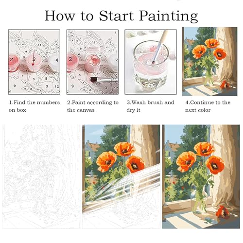 ZRIZQ Paint by Numbers Kit for Adults Beginner,Flowers,16x20 - color: 16"X20"Rolled Canvas-Flowers 4