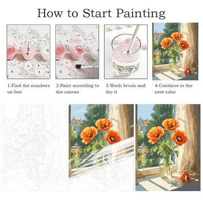 ZRIZQ Paint by Numbers Kit for Adults Beginner,Flowers,16x20 - color: 16"X20"Rolled Canvas-Flowers 4