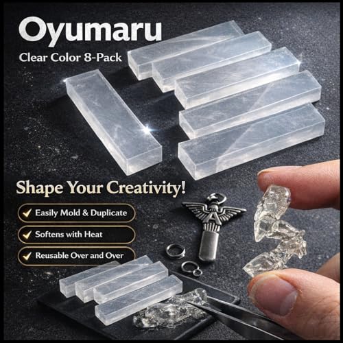 Oyumaru Clear Reusable Thermoplastic Mold Material – Clear Instant Mold for DIY Casting, Miniatures, Jewelry & Craft Duplication (8 Pack)