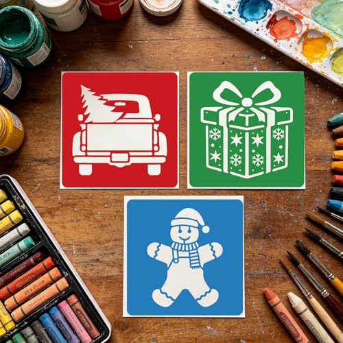 CUTHOLLOW 25 PCS Christmas Theme Painting Shape Stencils Sets - style: Christmas Theme