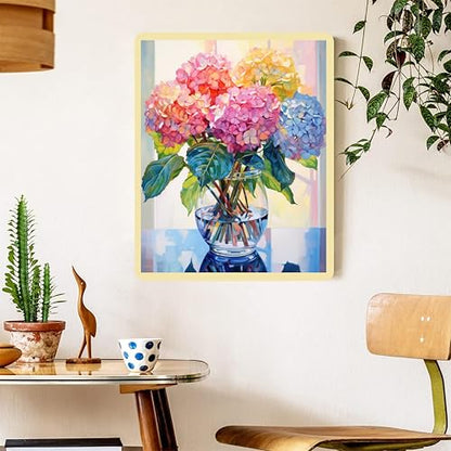 Hydrangea Paint by Numbers for Adults with Framed Canvas - Wooden Easel - color: DKMT0160, size: 12*16inch