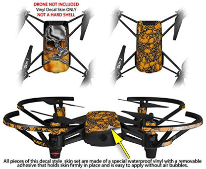 Skin Decal Wrap 2 Pack Compatible with DJI Ryze Tello Chrome Skull on Fire Drone NOT Included