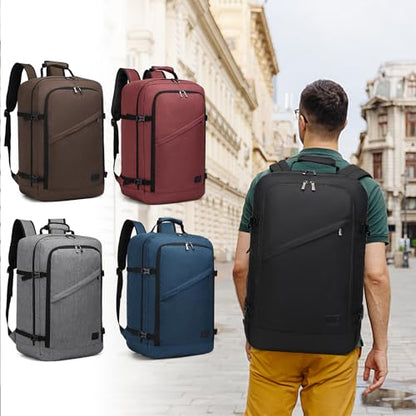 Kono Travel Backpack Airline Approved Overhead Bin Personal Item Bag - color: Black, size: Large