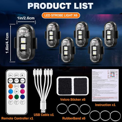 6PCS Wireless LED Lights for Car, Remote Control RGB Lights for Bike Trucks - size: 6PCS (Standard 2LEDs)